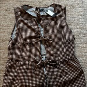 Motel Rocks Brown Gingham Top